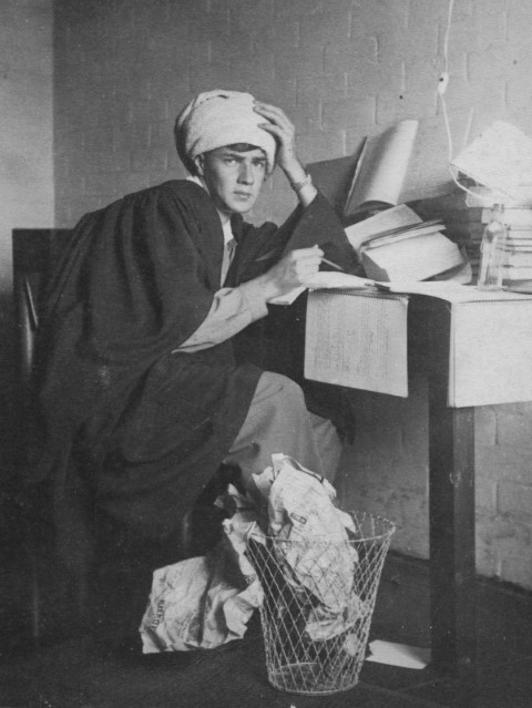 Photo of Francois Hugo posing as an ardent student